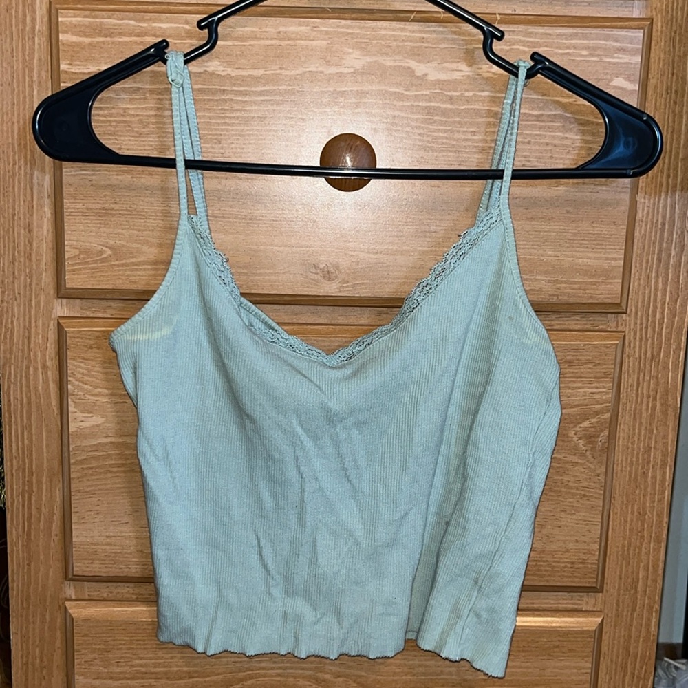 Green lace tank top
